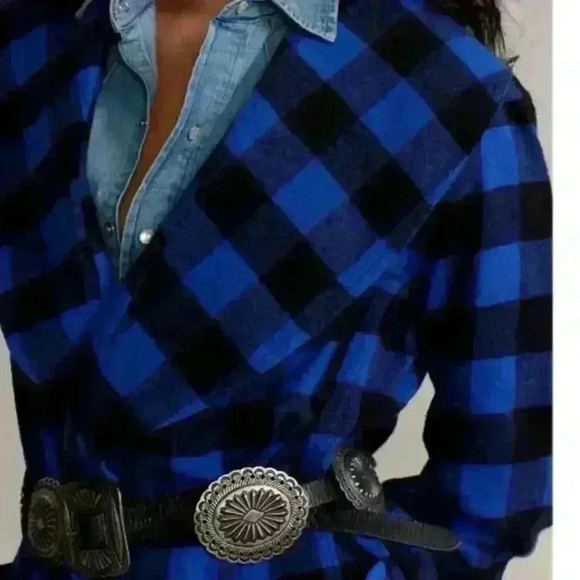 NWT POLO RALPH LAUREN navy blue plaid fringe-edge belted jacket Sz S! - Picture 5 of 9